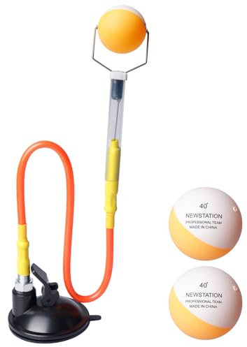 BORDEAG Ping Pong Trainer,PVC Ping Pong Trainingsgerät Mit 2 Ball,Tischtennis Trainer,Tischtennistrainer,PVC Verstellbarer Tischtennisball Für Tischtennis-Training Drinnen Draußen,Mit Saugnapf