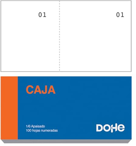 Dohe - Bauletti Buoni da Scatola (20 pz.) - Dimensioni tasca 10x5 cm, 100 fogli bianchi numerati e microforati, blocchi per lotterie, concorsi, lotteria, armadietti, forniture per ufficio