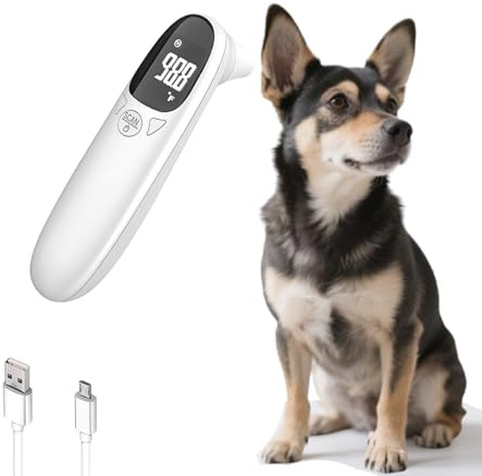 Cat & Dog Thermometer, pet Ear Thermometer, Specially Designed for Pets, Quickly and accurately detects Temperature in 1 Second (White)