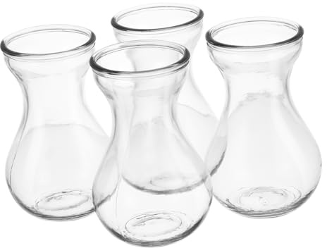 TINEASUR 4pcs Clear Glass Hyacinth Vases for Desktop Planter Hydroponic Bulb Forcing Small Vase for Home Office Decoration and Flower Display