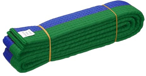 YELARXI Karate Belt, Martial Arts Ranking Belts Solid Cotton Double-Layered Core Long Soft Uniform Training Equipment Fitting for(Taekwondo/Karate/Judo/BJJ/Competition) 5.2ft & Green/Blue