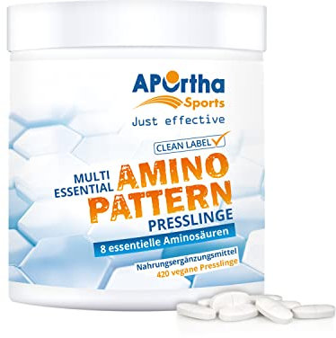 APOrtha® Sports Multi Essential Amino Pattern – 420 Presslinge mit 8 essentiellen Aminosäuren nach Prof. Dr. Lucà-Moretti, ausgewogenes Aminosäuren-Profil, EAA Tabletten