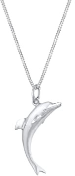 Elli Collier Femmes Pendentif Dauphin Ludique en Argent Sterling 925