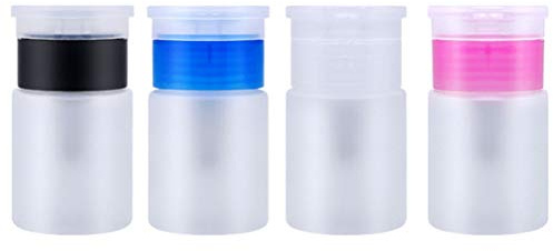 EXCEART 4-Pack Refillable Pump Bottle Dispenser Empty Portable Travel Dispenser Bottle for Water Cosmetic Nail Polish Remover Leakproof Mini Bottles 3.14 X 1.57 X 1.57 in