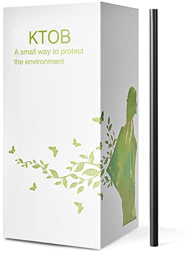 200 Count 100% Compostable Plant-Based PLA Straws-KTOB Biodegradable Black Cocktail Drinking Plasticless Straws-Eco Friendly Plastic Bar Straw