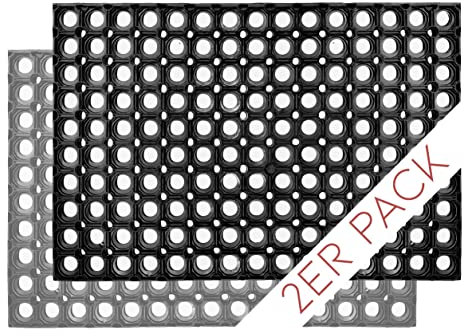 Carpido Fußmatte schwarz Gummimatte - rutschfeste Türmatte 60x80 cm 2er Set - strapazierfähiger Fußabstreifer - Fußabtreter außen Gummi - Schmutzfangmatte
