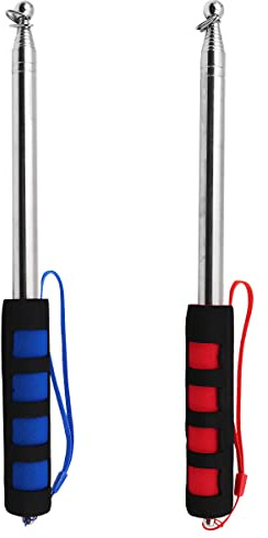 WANGCL 2 st teleskopiska flaggstänger handhållen bärbar flaggstång och 10 stycken flaggstångsklämmor för lärare klassrum turguide banderoll flagga (1,2 m)