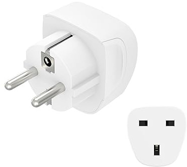 Hama Reiseadapter Typ E und F, Reisestecker Typ G nach Europa (universal für Geräte aus UK, England, Commonwealth, einsetzbar in den meisten europäischen Ländern und vielen weiteren, 3polig) weiß