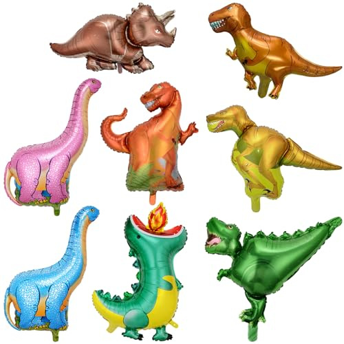 OSDUE 8Pcs Palloncino Dinosauro, Grandi Palloncini Jurassic, XXL Giungla a Elio, Gigante Foil per Decorazioni di Compleanno Party