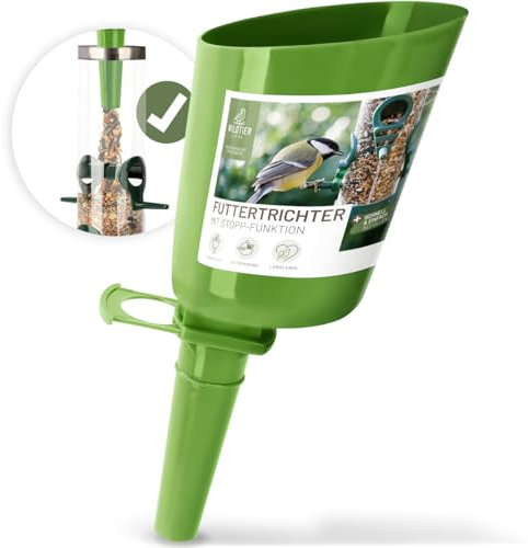 wildtier liebe Futterschaufel, Futtertrichter Vögel - Einfaches Befüllen von Vogelfutterspender, Futtersäule, Vogelfutter-Silo mit Wildvogelfutter I Schaufel, Trichter, Einfülltrichter Vogelfutter