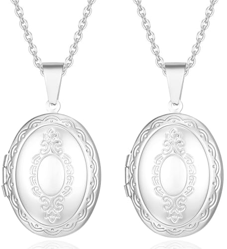 Kawailay 2 stycken öppna medaljong halsband bilder foto hänge kedja rostfritt stål amulett halsband för kvinnor
