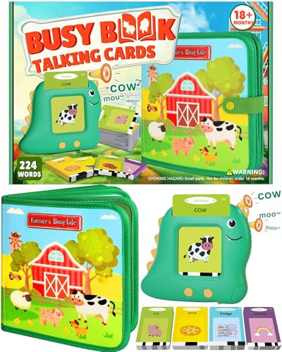 Quanquer Busy Board mit Sprechenden Lernkarten für Kinder 1-3 Jahre - Montessori Aktivitätenbrett Spielzeug - Vorschul-Lernaktivitäten zur Sensorischen Entwicklung, Sensorisches Spielbuch