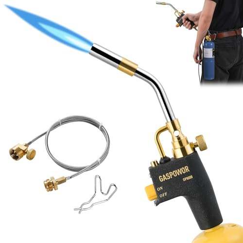 High Intensity Propane Torch Head with Hose & Cylinder Clip, Gas Torch Head Fuel by Propane,MAPP, Welding Torch, Trigger Start Torch Lighter,Blow Torch (CSA Certified, Fuel Not Included)