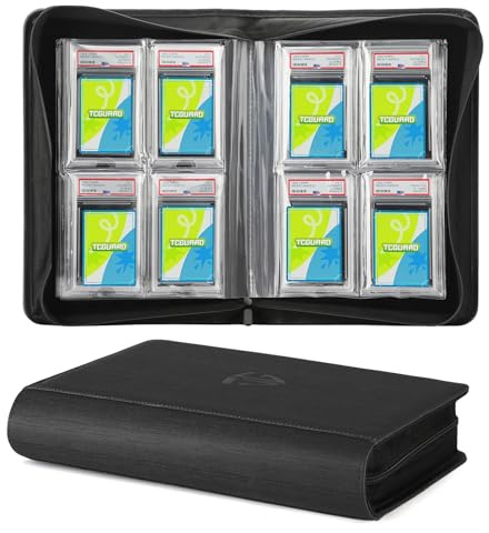 TCGUARD Graded Card Slab Sleeves - Rilegatura per carte PSA e simili, con custodia, offre spazio per 32 carte PSA, raccoglitore di carte collezionabili Premium con 4 custodie per carte, colore: Nero