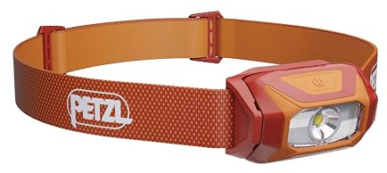 PETZL TIKKINA Headlamp - Compact, Easy-to-Use 300 Lumen Headlamp, Designed for Hiking, Climbing, Running, and Camping - Red