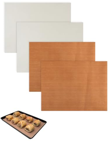FUGLUS Juego de 4 láminas para hornear permanentes, reutilizables, 30 x 40 cm, para horno, resistente al calor, antiadherente, recortable para hornear y planchar