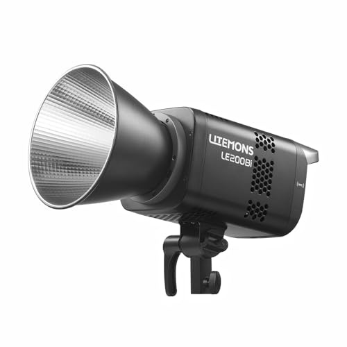 Godox LE200Bi - Luce video COB LED da 220 W, con montaggio Bowens, Bi-Color 2800 K-6500 K, CRI/TLCI≥98, dimmerabile, controllo Bluetooth/DMX, per studio, streaming, YouTube, fotografia (nero)