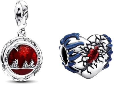 PHCLASY Set Heart Charme Noël Bead Compatible Pour Européen Bracelets et Colliers Christmas Charms et Perles Pour Femme