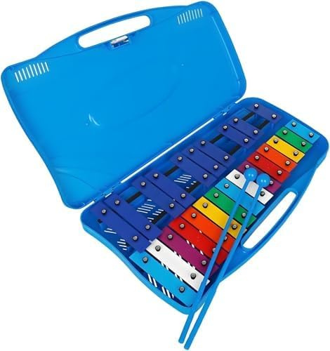 Glockenspiel Xylophone for Kids & Adults - 25 Note Aluminum Metallophone with Carrying Case & Mallets, Educational Musical Instrument for Beginners, Hand Percussion for Classroom/Home Use