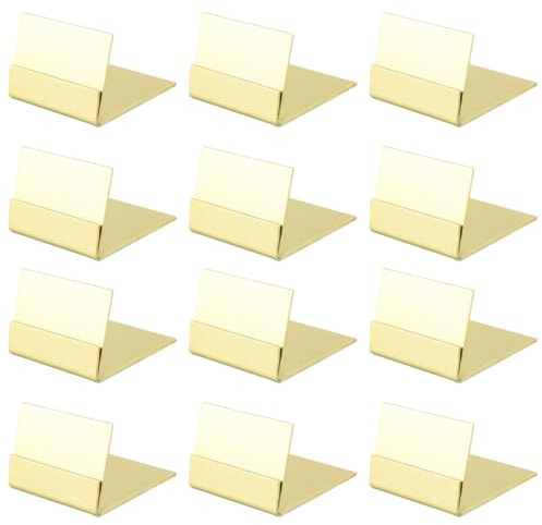 Fasizi 12 soportes de metal dorado para tarjetas de lugar, soportes para números de mesa pintados en hierro, soportes apilables para mostrar menús de fotos, bodas, fiestas de cumpleaños, restaurantes