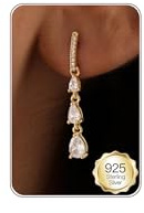 HANLI Diamante Orecchini Pendenti Donna Argento 925 / Oro Placcato 14K e Zirconi Cubici Anallergici Leggeri Trendy Gioielli di Moda per le Donne