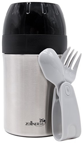 ZOLLNER24 Thermobehälter Edelstahl, 400 ml, BPA frei, inkl. Besteck
