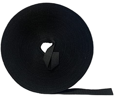 Kable Kontrol Hook and Loop Tape Roll – 3/8” Wide x 75’ Ft Long – Double Sided Heavy Duty Non-Adhesive Non-Sticky Nylon Reusable Fastener Strip Adjustable Strap Wire Organizer Cable Wrap – Black