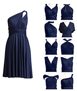 72styles Infinity Abito al Ginocchio per Damigelle d'Onore - Convertibile Multiway Twist Wrap Midi, Blu Navy, M