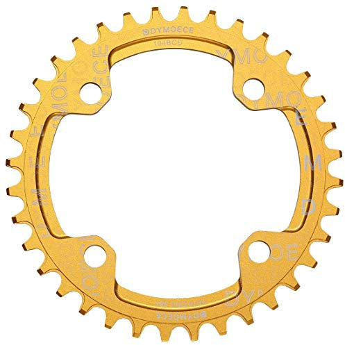 Dymoece Fahrrad Kettenblatt 104BCD 32T/34T/36T/38T für 9 10 11-Fach Runde - geeignet für die meisten Shimano- und Sram-Kurbelsätzen, Gold, 32T