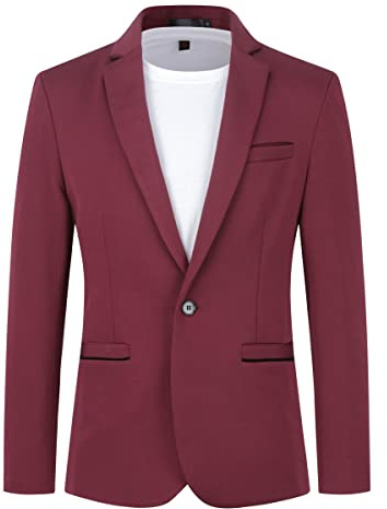 YOUTHUP Mens Blazer Slim Fit Lightweight 1 Button Sports Suit Jacket | Polyester material, 3D tailored construction, Versatile Wardrobe for Formal and Casual Occasions