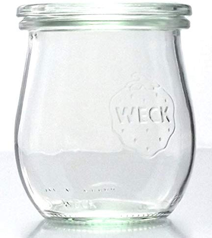 Weck 12 Einkochgläser Tulpenform 220ml RR60 im Original Karton mit Auswahl Zubehör (Mit Glasdeckel)