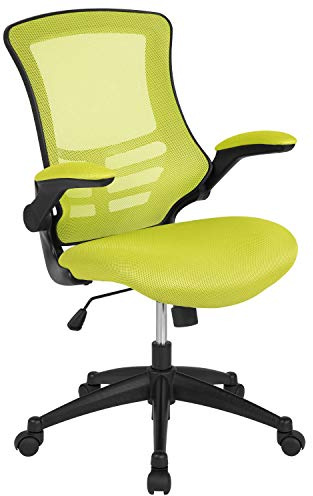 Flash Furniture Kelista - Silla de Oficina, ergonómica, Respaldo Medio, Malla Verde con Giratorio