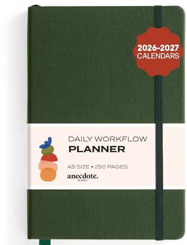 Anecdote Daily Planner w/ 2026-2027 Calendar | Start Anytime 26 Weeks Undated | 1 Page per Day | 8.5 x 5.2 | Hardcover To-Do List Organizer, Plan Your Success, Achieve Productivity Goals (Evergreen)