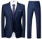 KUDORO Herren Anzüge 3-teilig Slim Fit Eine Knöpfe für Hochzeit Business Herrenanzug Sakko Weste Hose(Blau,M)