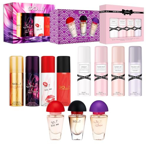 So…? Womens Mixed Gift Sets Bundle, Body Mist Fragrance Spray & EDT Perfume (4x50ml Body Mist, 3x15ml EDT) Pack of 3