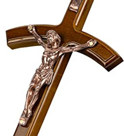 Woodvio - Handgefertigtes hölzernes Wandkreuz, Papstkreuz, katholisches Kruzifix