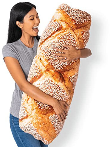 Much Comfort 42 3D Seeded Baguette Throw Pillow - Made with Super Soft, Ultra Premium Fabric - Cute, Comfortable, Plush, Stuffed, French Bread Toast Cushion for Home Decor - Best Funny Gift - X-Large