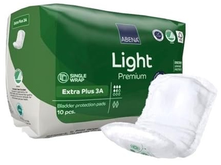 ABENA Light Extra Plus 3A, Pack of 10, 650ml, Maxi Pads for Incontinence and Period Protection, Extra Absorbent Sanitary Pads for Heavy Flow, Soft, Breathable & Comfortable Design for Incontinence