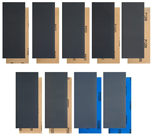 36 Piezas Papel de Lija, Hojas de Papel de Lija Seco y Húmedo Abrasivo, Lijas al Agua 400/600/800/1000/1200/1500/2000/2500/3000 Grano Fino para Madera, Metal de Lijado Abrillantar Coche