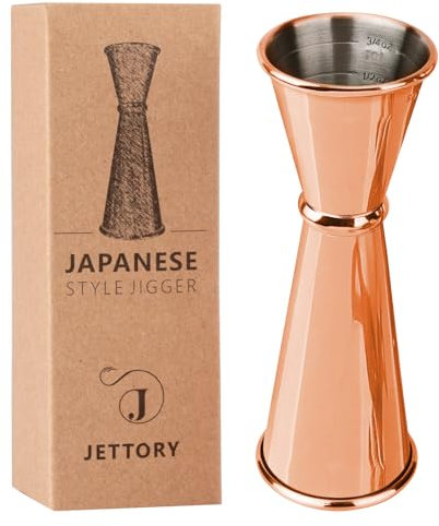 Jettory Jigger | Jigger Giapponese 1oz / 2oz con Misure Interne | Jigger per Cocktail in Acciaio Inox 304 per Bartending | Strumento Professionale per Bar (oro rosa)