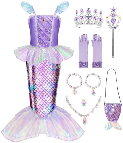MELAND Mermaid Costume Kids, Princess Costumes for Girls Aged 3-10