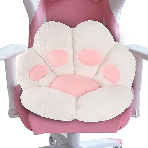 FlyGulls Cat Paw Cushion for Computer Gaming Office Chairs White 60x70 cm | Cute Cat Paw Shape, Ultra Soft Plush Comfort, Kawaii Room Decor, Perfect for Home Office Dorm Room Bedroom and Reading Nook