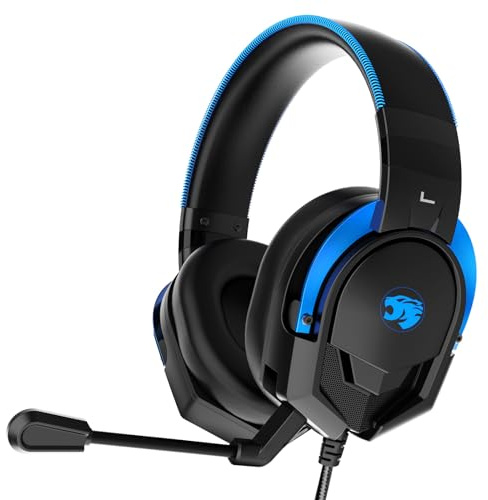 IMYB A88 Gaming Headset with Microphone, Stereo Wired Noise Cancelling Over-Ear Headphones with Mic for Pc, Ps5, Xbox One Series X/s, Ps4, Computer, Laptop, Mac, Nintendo, Gamer (Blue)