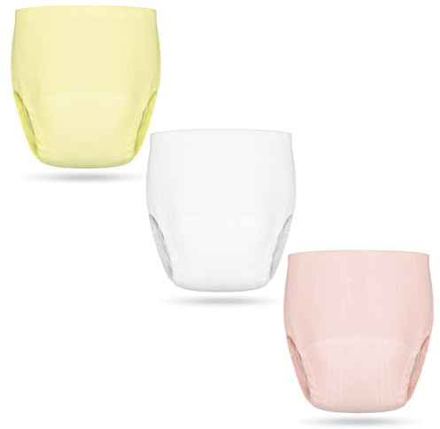 Aolso Culotte d Apprentissage Enfant, 3PCS Pantalon d'apprentissage de la Propreté pour Enfants pour Filles et Garçons, 100% Coton, Lavable et Réutilisable (Jaune/Rose/Blanc-100)
