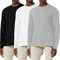3 Pack Men's Cotton Shirt Loose Fit Long Sleeve T-Shirt Moisture Wicking Crew Neck Shirts Comfort Casual Base Layer Tops Black/White/Gray-3P01-S