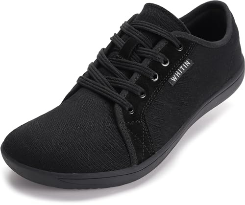 WHITIN Men's Canvas Barefoot Shoes | Wide Toe-Box | Zero-Drop Sole Size 14 All Black 48