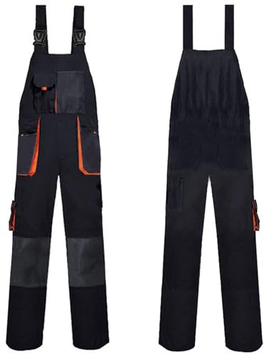 TOVCHEI Salopette À Bretelles pour Hommes Combinaisons De Travail sans Manches À Hauteur Réglable avec Poches Et Taille Élastique,Noir,L