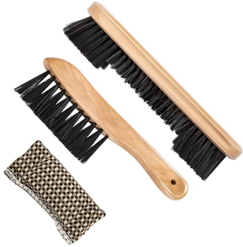Newellsail Kit de Brosses de Nettoyage pour Table de Billard Brosse de Rail de Table de Billard en Bois avec Chiffon de Nettoyage de Queue Accessoires de Snooker 3 Pièces