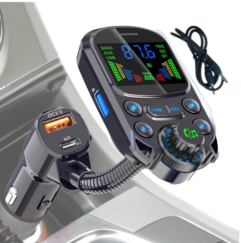Sirseon Bil FM-sändare, FM-sändare för Mp3-spelare | Trådlös radioadapter | Handsfree-samtalsbilsladdare, trådlös FM-radiomottagare, ljudmusikadapter