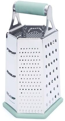 Wintem Grattugia Manuale 23cm con 6 Lati di Diverse Superfici - Corpo in Acciao Inox e Base in Silicone - Strumento Multifunzionale per la Cucina - Versatile e Sicuro - Facile da Pulire e da Usare